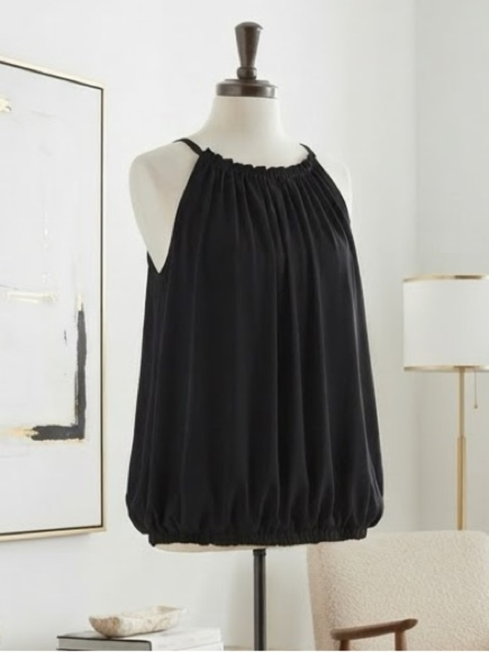 LOFT Black Halter Bubble Top